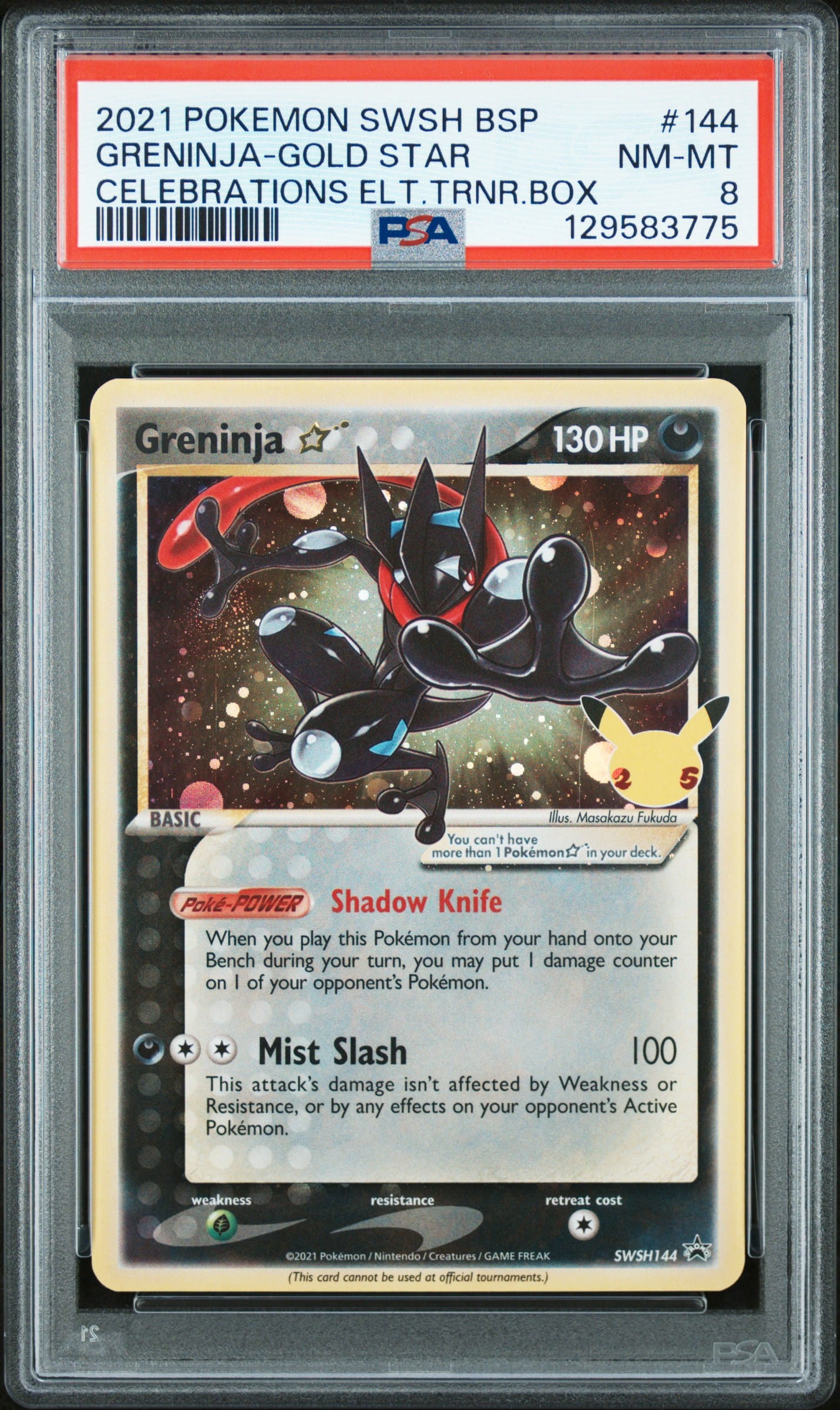 2021 #144 Greninja-Gold Star PSA 8 Swsh Black Star Promo Pokemon