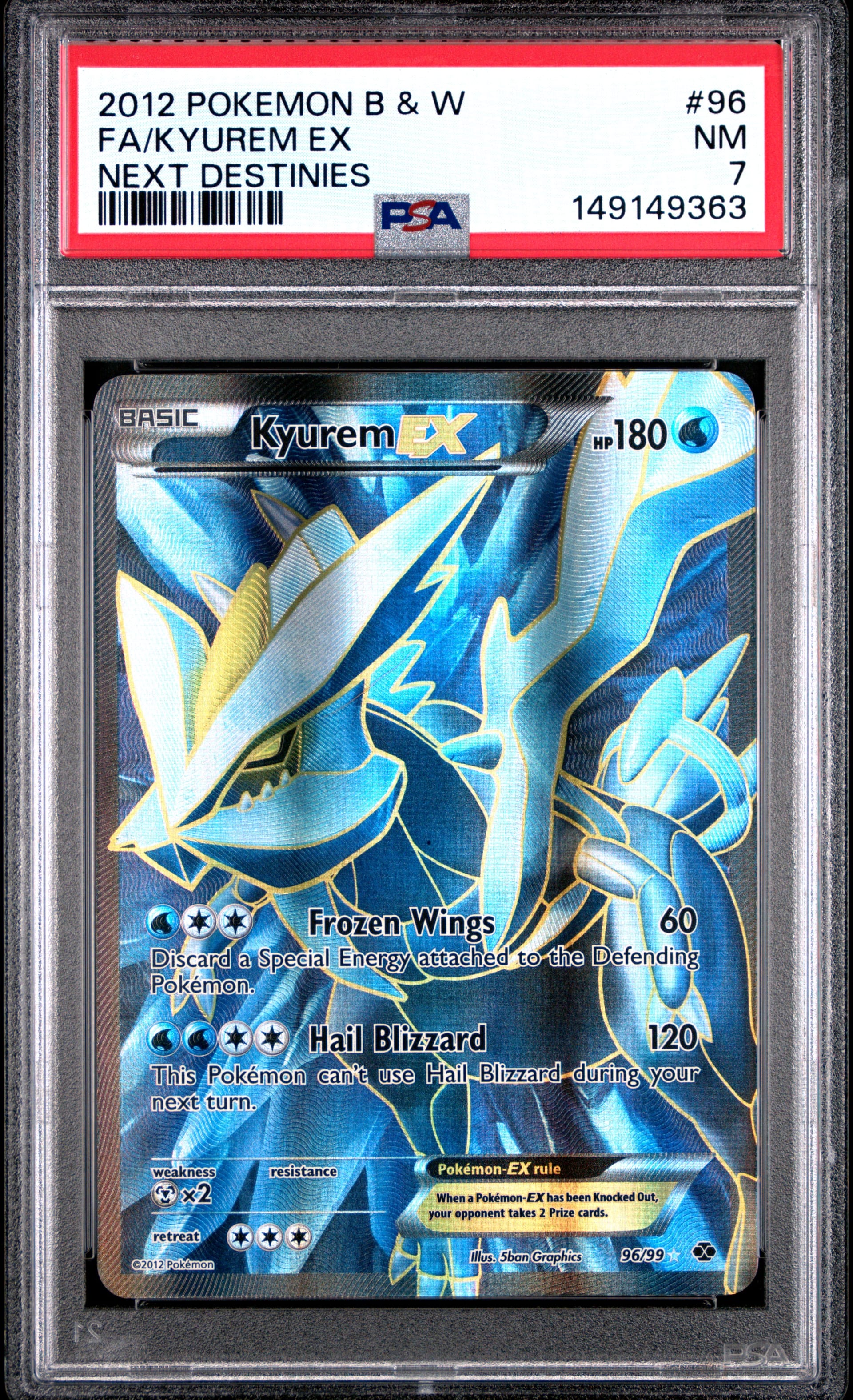 2012 #96 Full Art/Kyurem EX PSA 7 Black & White Next Destinies Pokemon